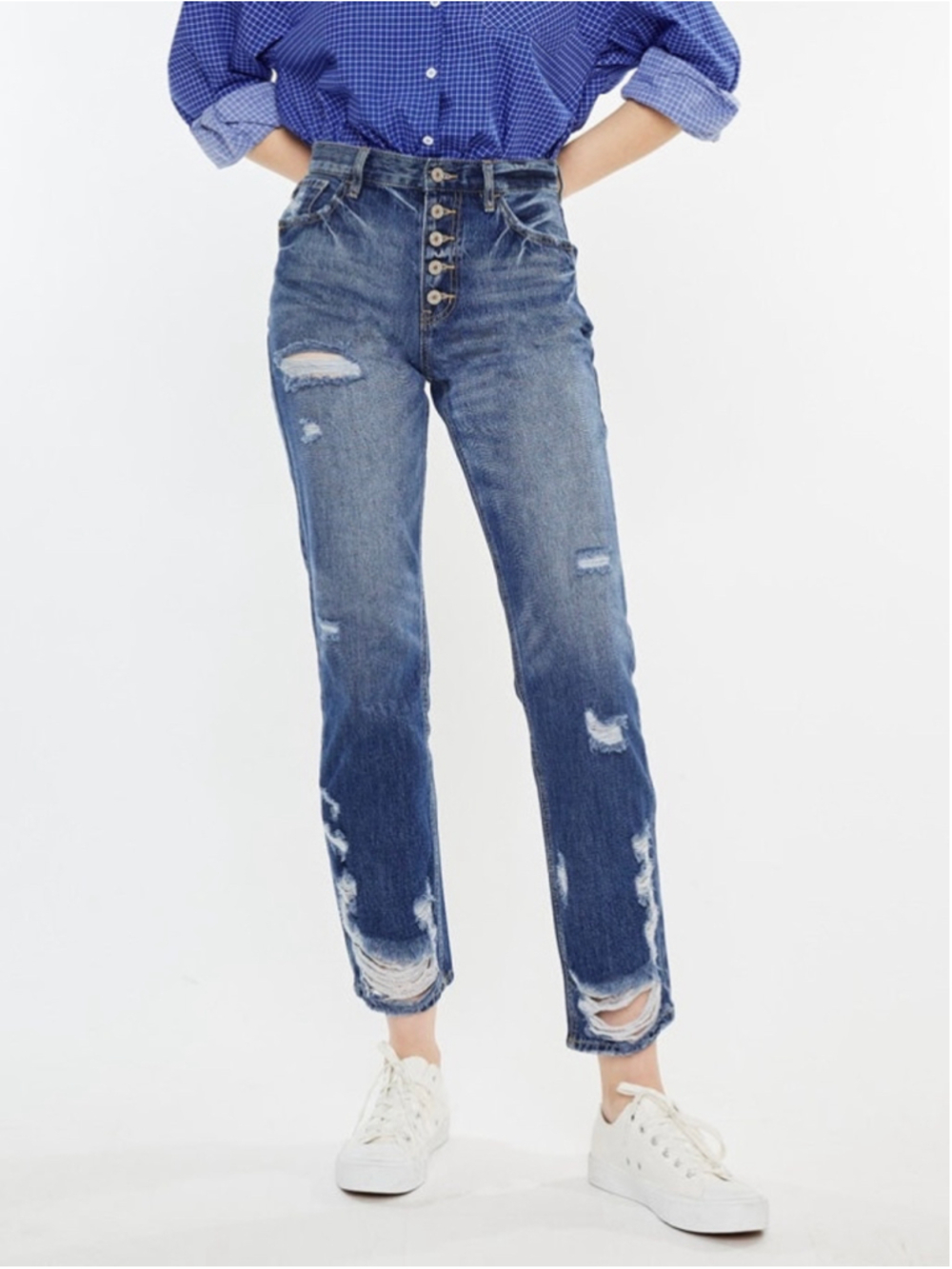 Kancan Keke High Rise Straight Leg Jeans Size 25 NWT Distressed